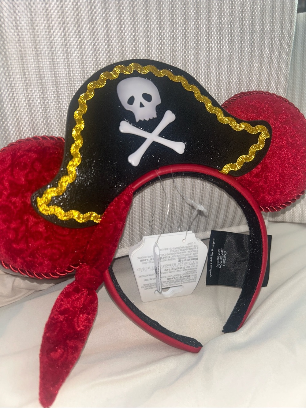 Disney Red and Black Pirate of the Caribbean Mickey Ears
